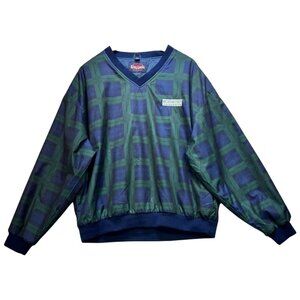 King Louie Original Outerwear Mens Pullover Golf Jacket Size XL Blue Green Plaid